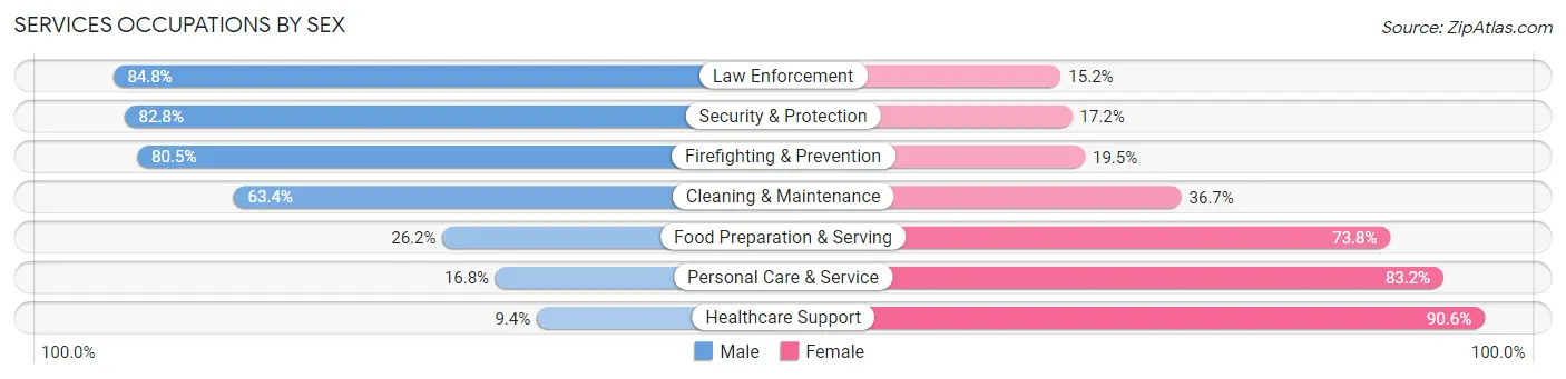 Services Occupations by Sex in Sibley County