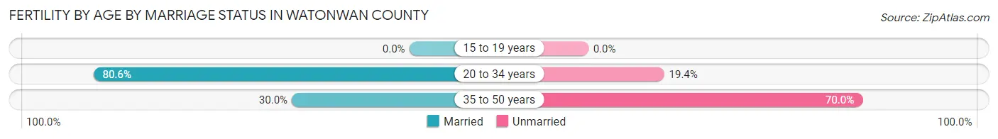 Female Fertility by Age by Marriage Status in Watonwan County