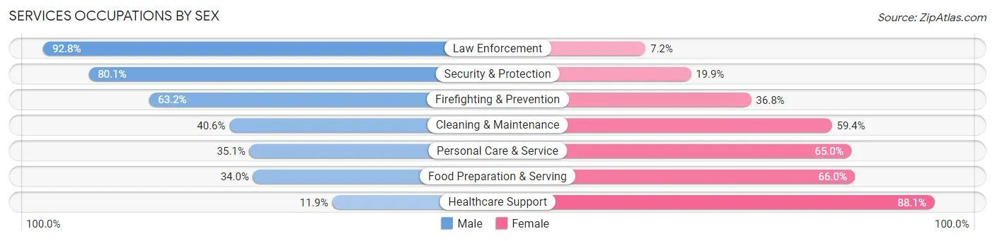 Services Occupations by Sex in Andrew County