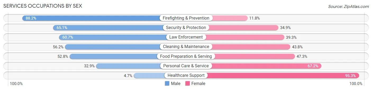 Services Occupations by Sex in Audrain County