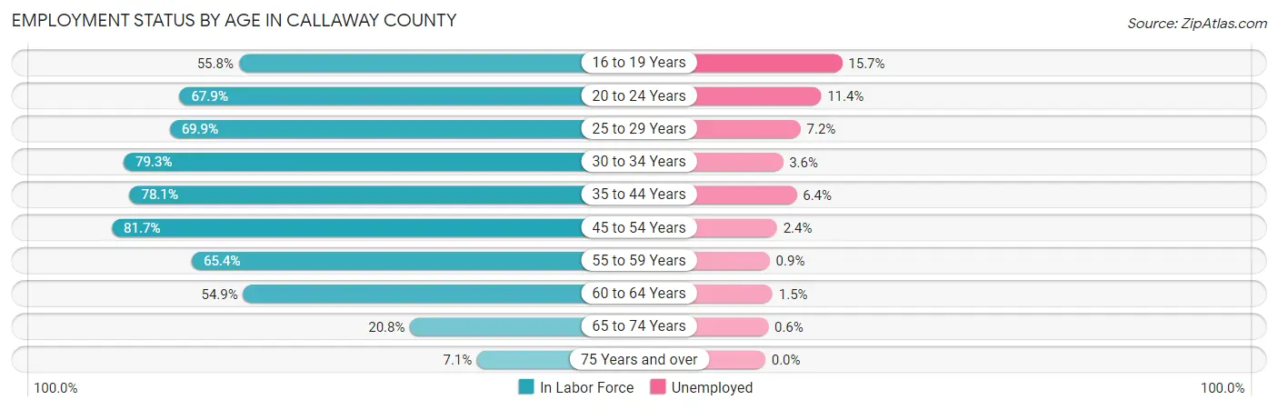 Employment Status by Age in Callaway County