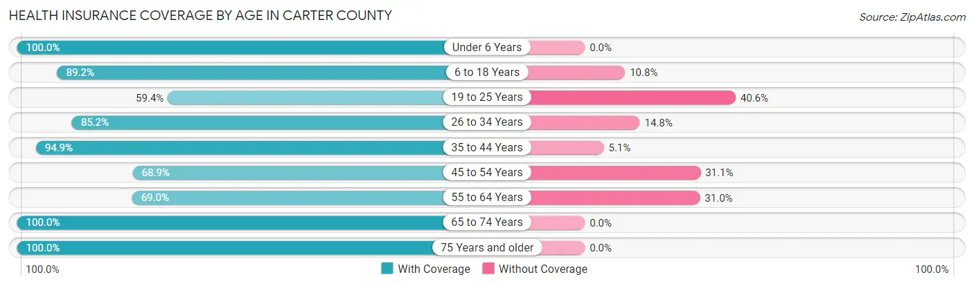 Health Insurance Coverage by Age in Carter County