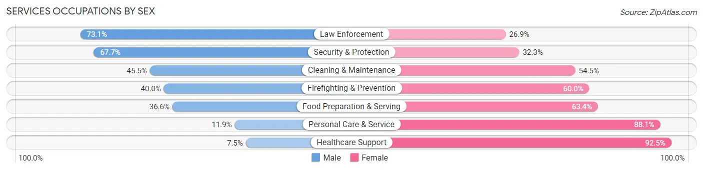 Services Occupations by Sex in Chariton County