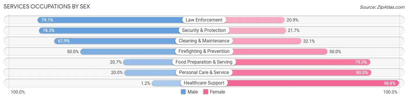 Services Occupations by Sex in Daviess County