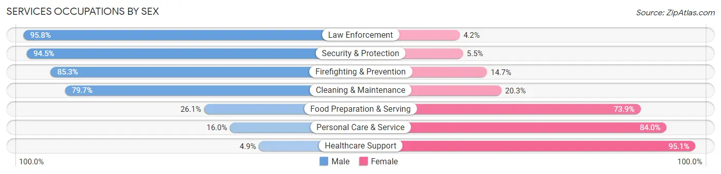 Services Occupations by Sex in Dent County