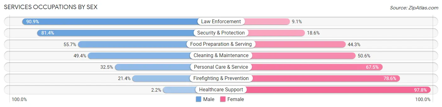 Services Occupations by Sex in Grundy County