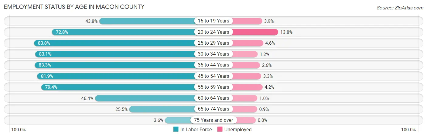 Employment Status by Age in Macon County