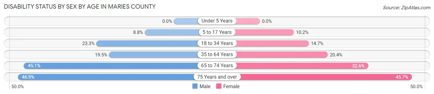 Disability Status by Sex by Age in Maries County