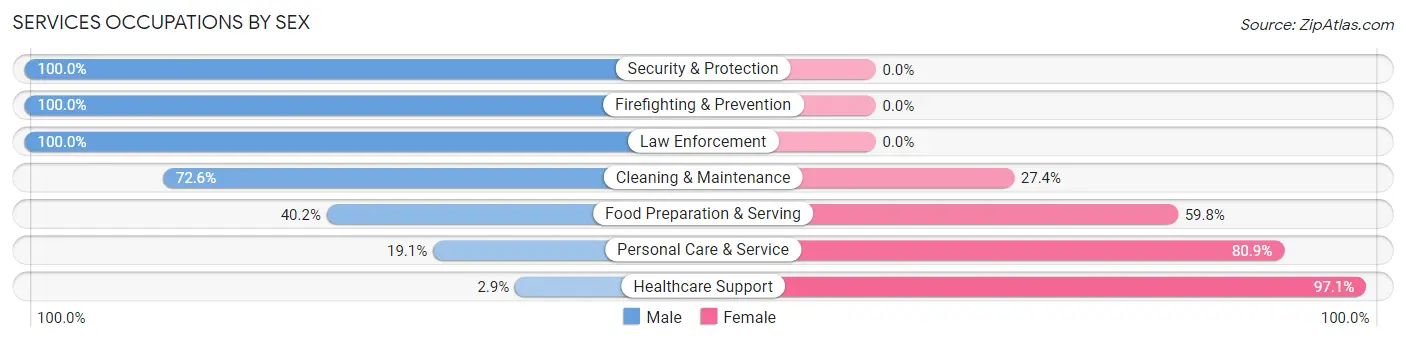 Services Occupations by Sex in Moniteau County