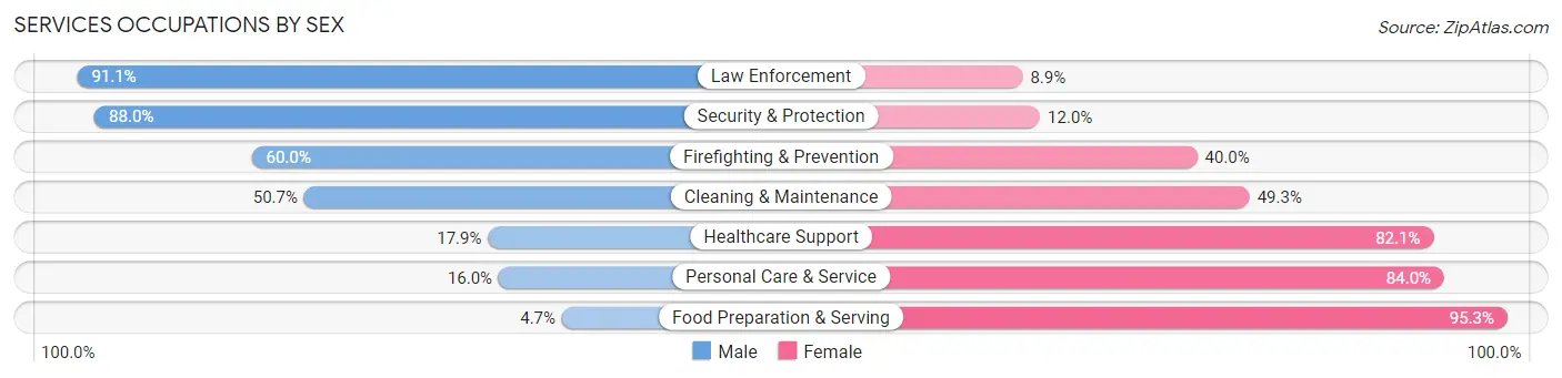 Services Occupations by Sex in New Madrid County