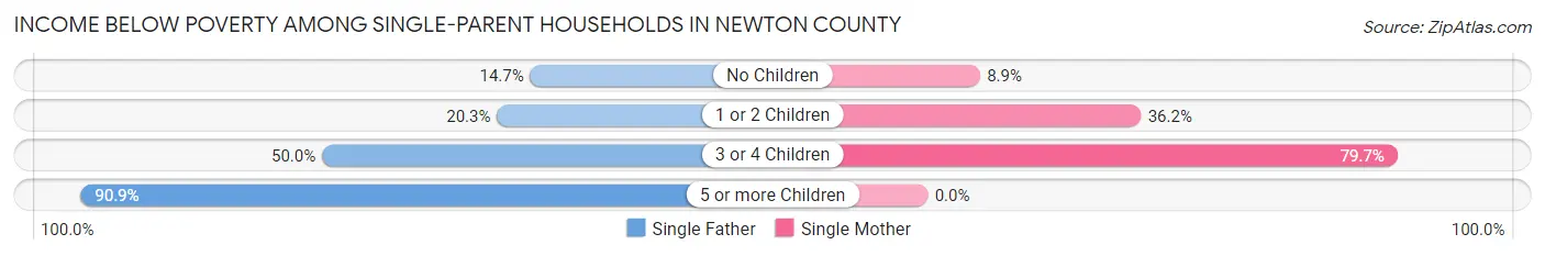 Income Below Poverty Among Single-Parent Households in Newton County