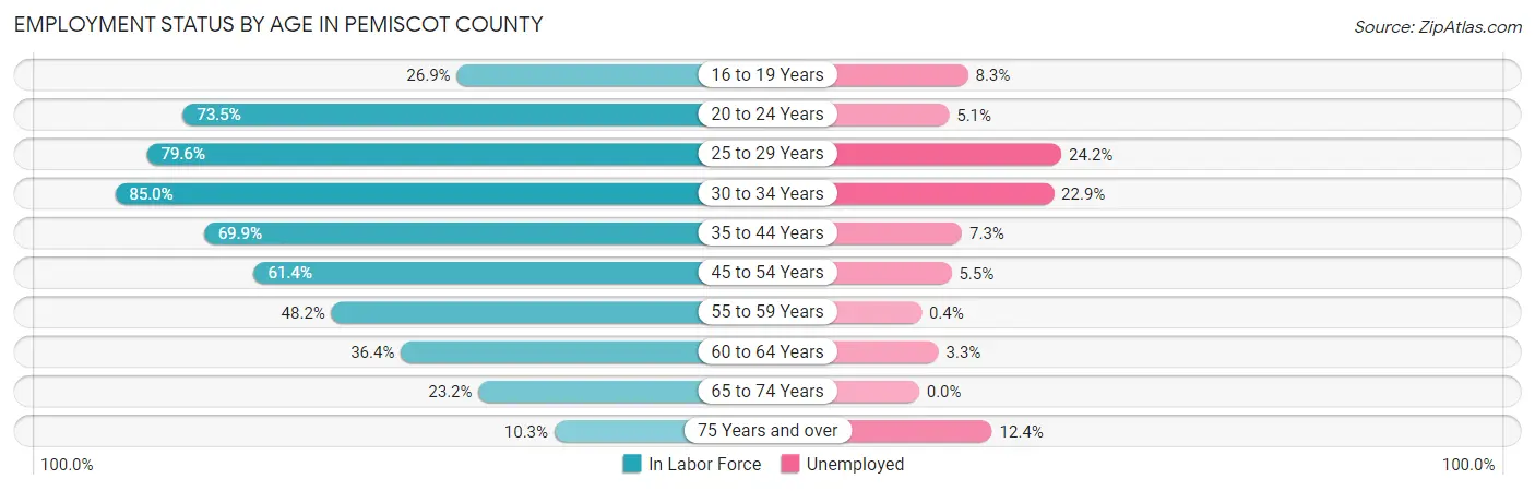 Employment Status by Age in Pemiscot County