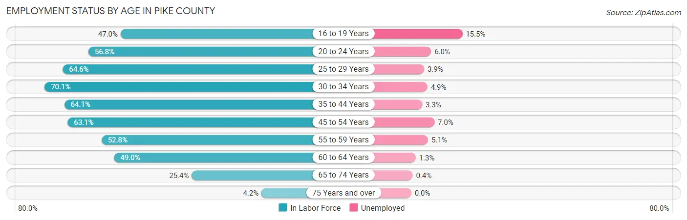 Employment Status by Age in Pike County