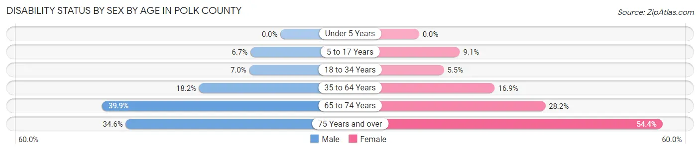 Disability Status by Sex by Age in Polk County