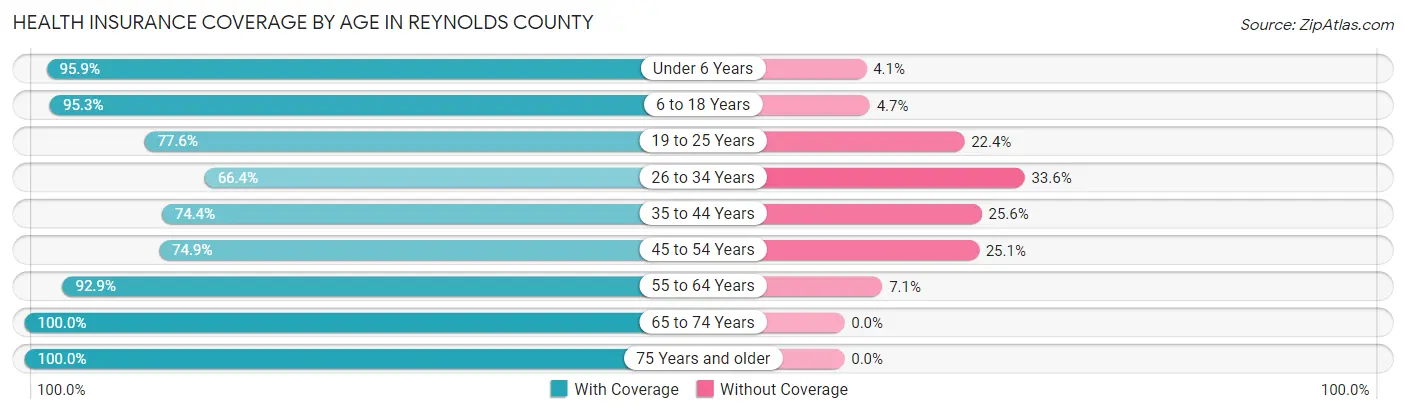 Health Insurance Coverage by Age in Reynolds County