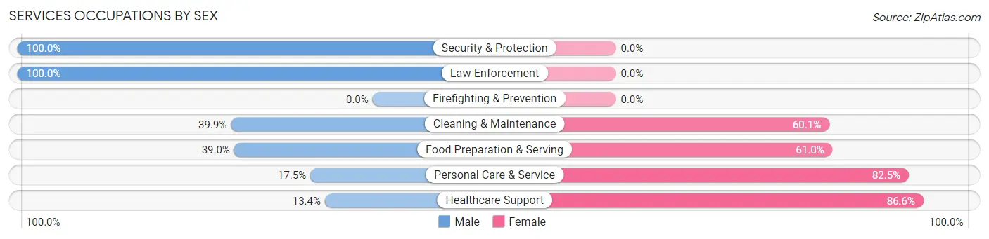 Services Occupations by Sex in Ripley County