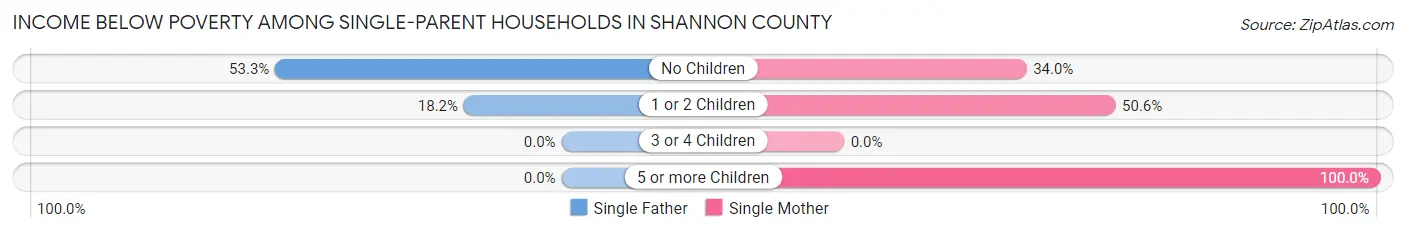 Income Below Poverty Among Single-Parent Households in Shannon County