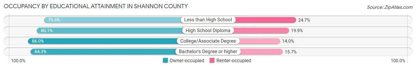 Occupancy by Educational Attainment in Shannon County