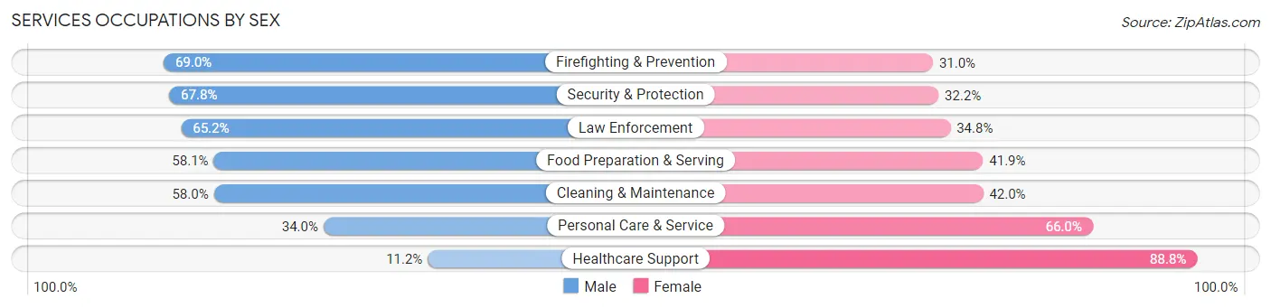 Services Occupations by Sex in St. Louis city
