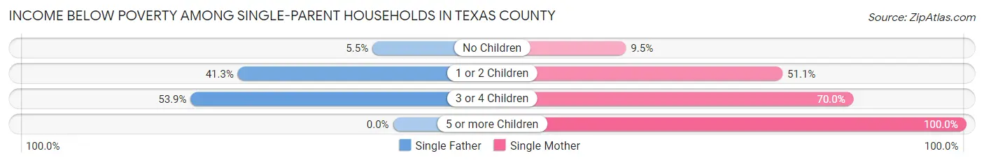 Income Below Poverty Among Single-Parent Households in Texas County
