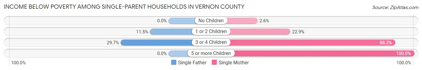 Income Below Poverty Among Single-Parent Households in Vernon County