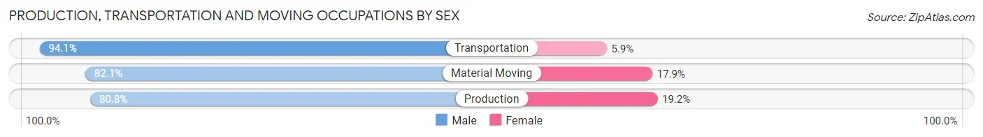 Production, Transportation and Moving Occupations by Sex in Wright County