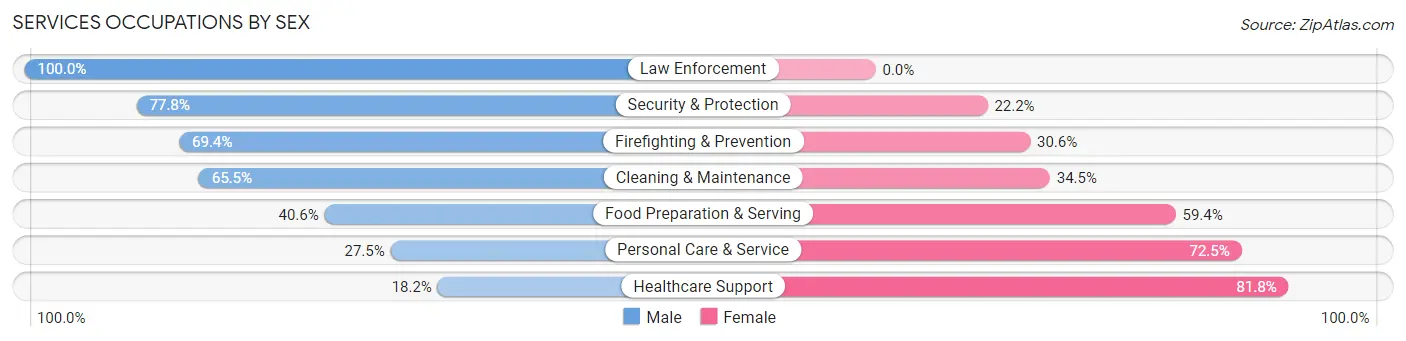 Services Occupations by Sex in Wright County