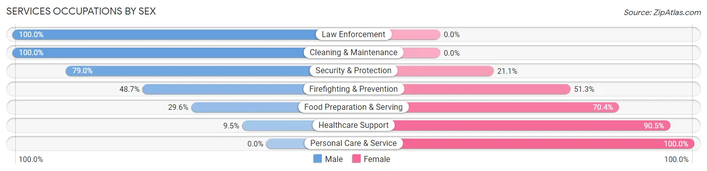 Services Occupations by Sex in Amite County