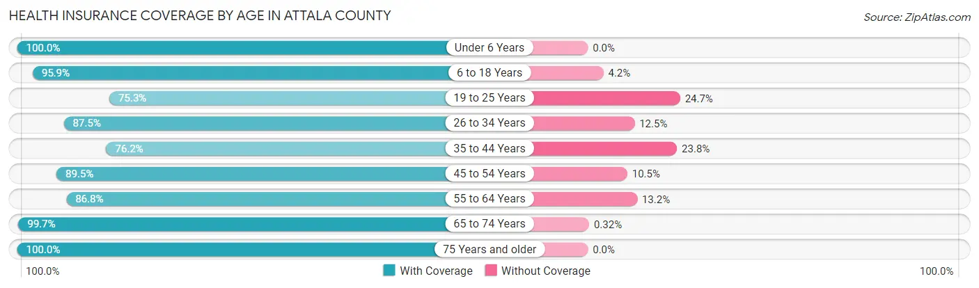 Health Insurance Coverage by Age in Attala County