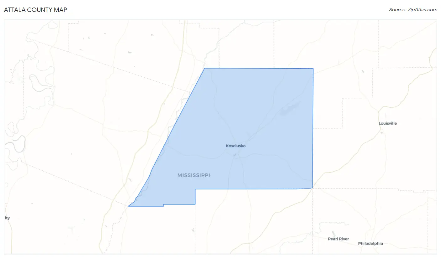 Attala County Map