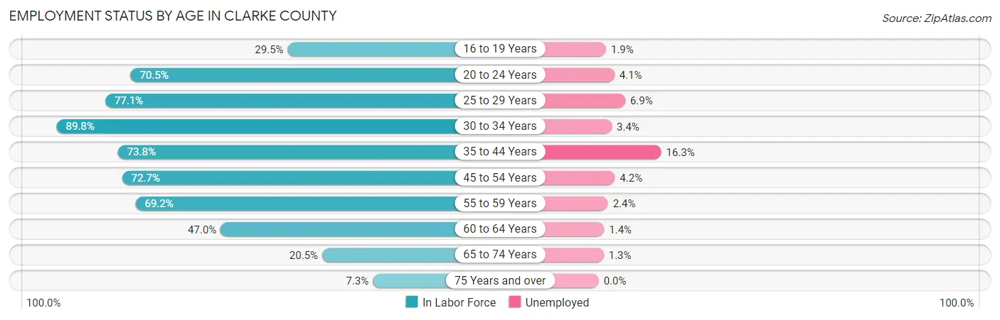 Employment Status by Age in Clarke County