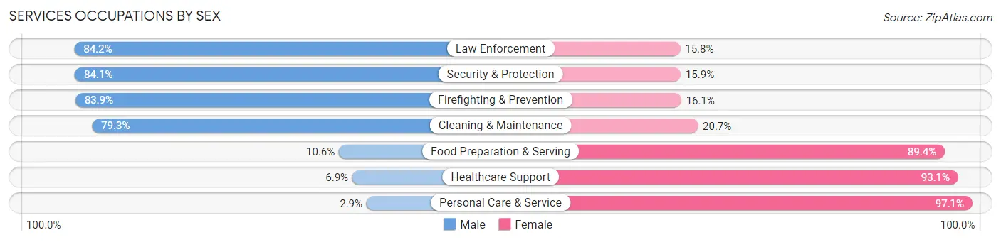Services Occupations by Sex in Clarke County