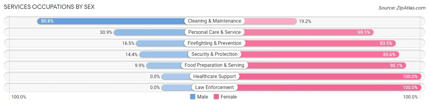 Services Occupations by Sex in Clay County