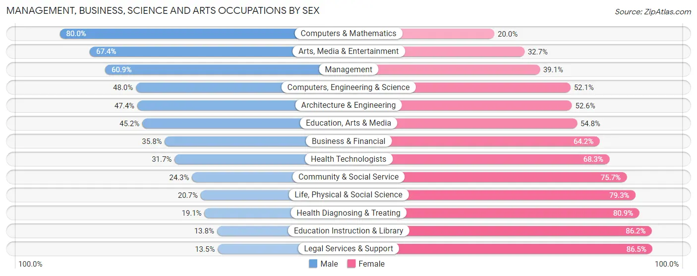 Management, Business, Science and Arts Occupations by Sex in Holmes County