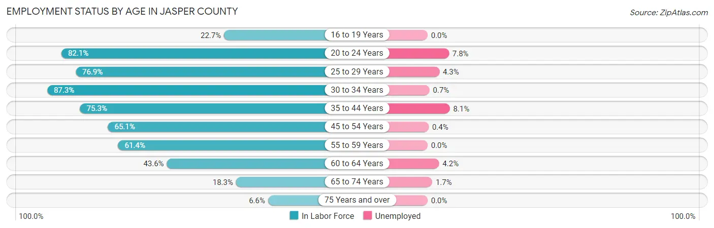 Employment Status by Age in Jasper County