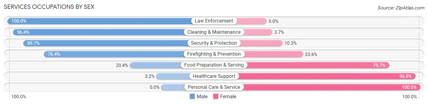 Services Occupations by Sex in Jasper County