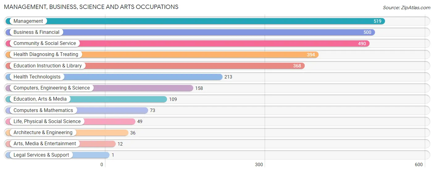 Management, Business, Science and Arts Occupations in Leake County