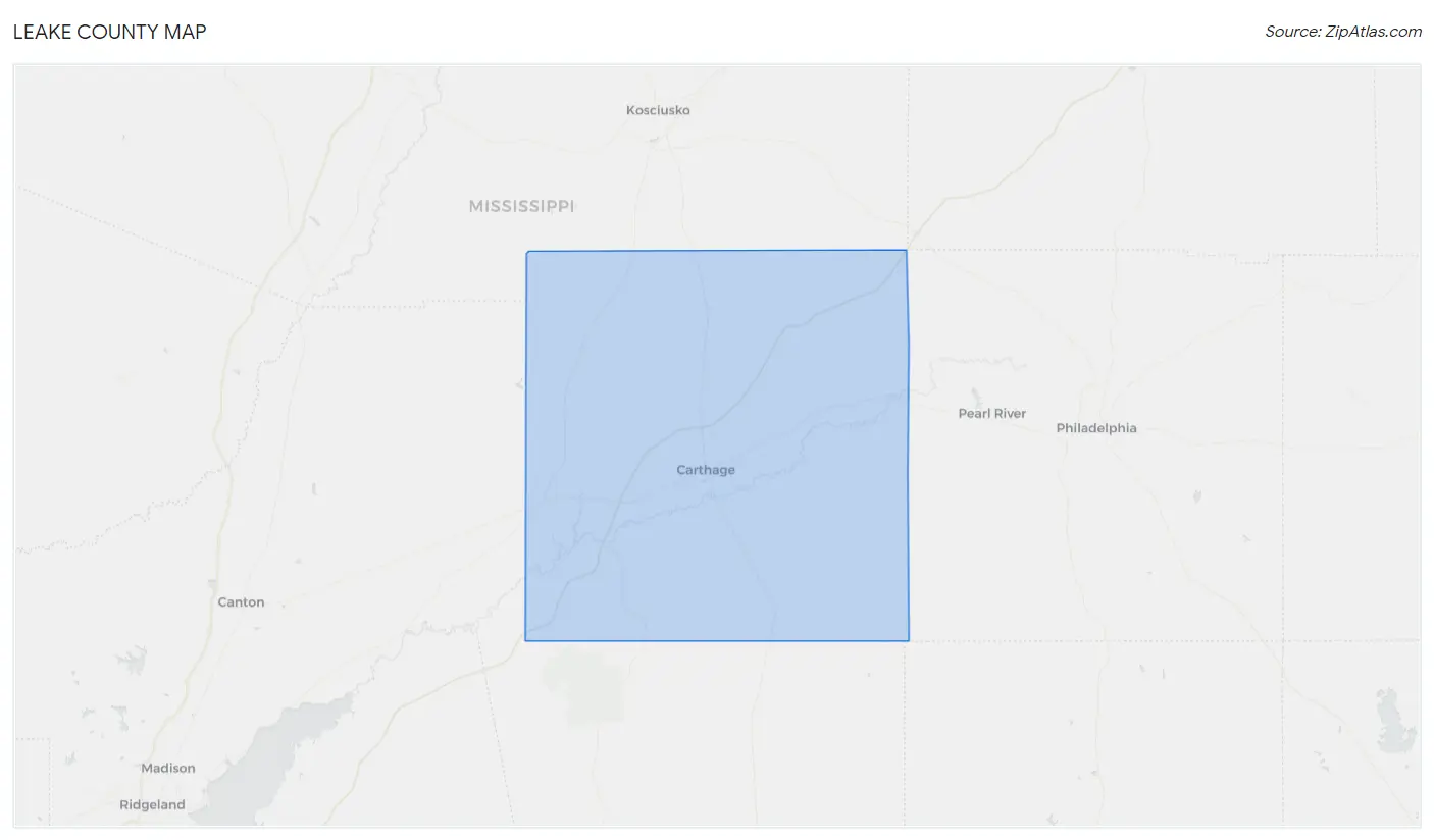 Leake County Map
