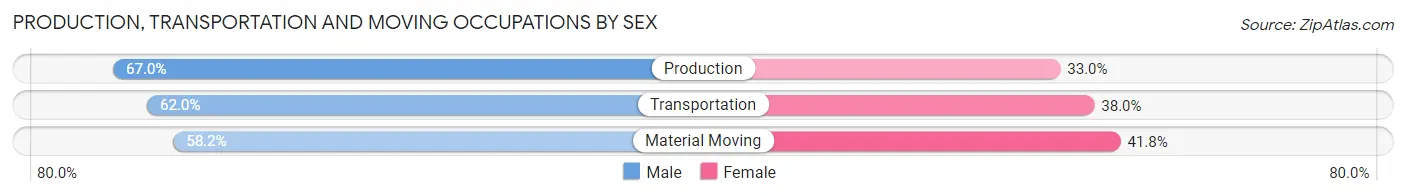 Production, Transportation and Moving Occupations by Sex in Marion County