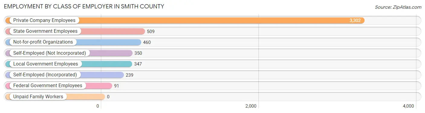 Employment by Class of Employer in Smith County