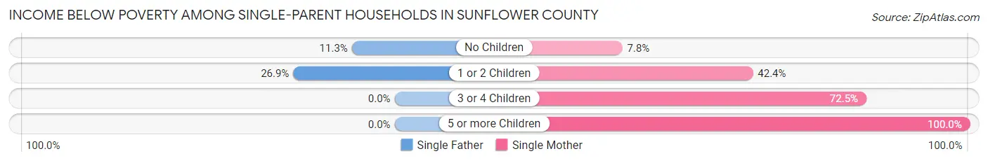 Income Below Poverty Among Single-Parent Households in Sunflower County