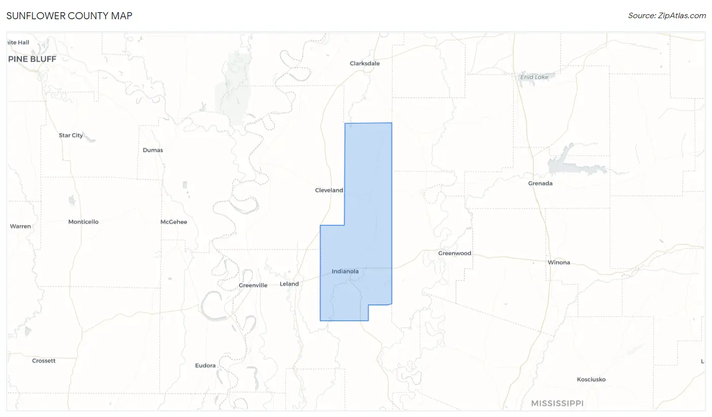 Sunflower County Map