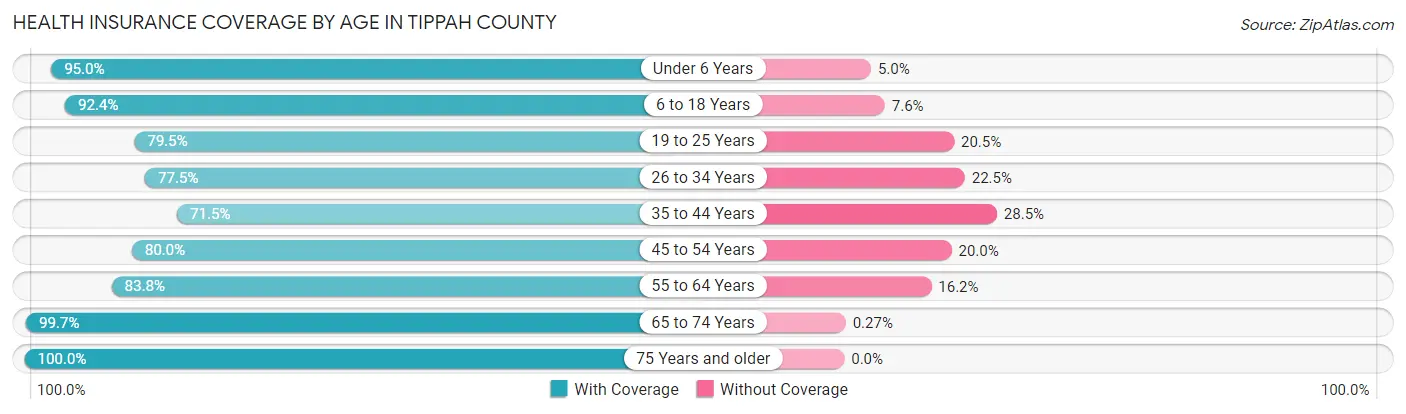 Health Insurance Coverage by Age in Tippah County