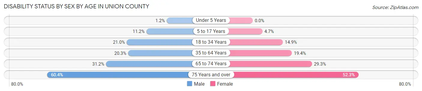 Disability Status by Sex by Age in Union County
