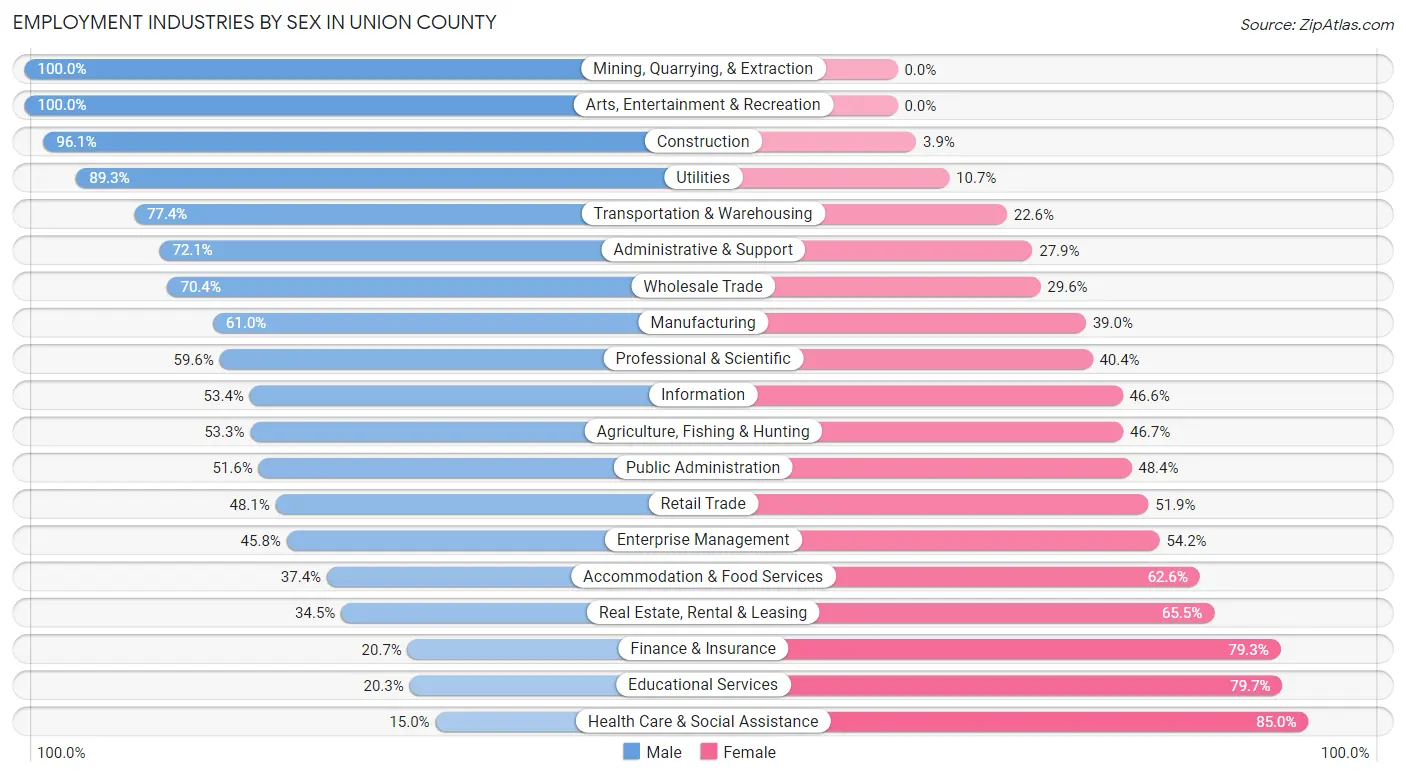 Employment Industries by Sex in Union County