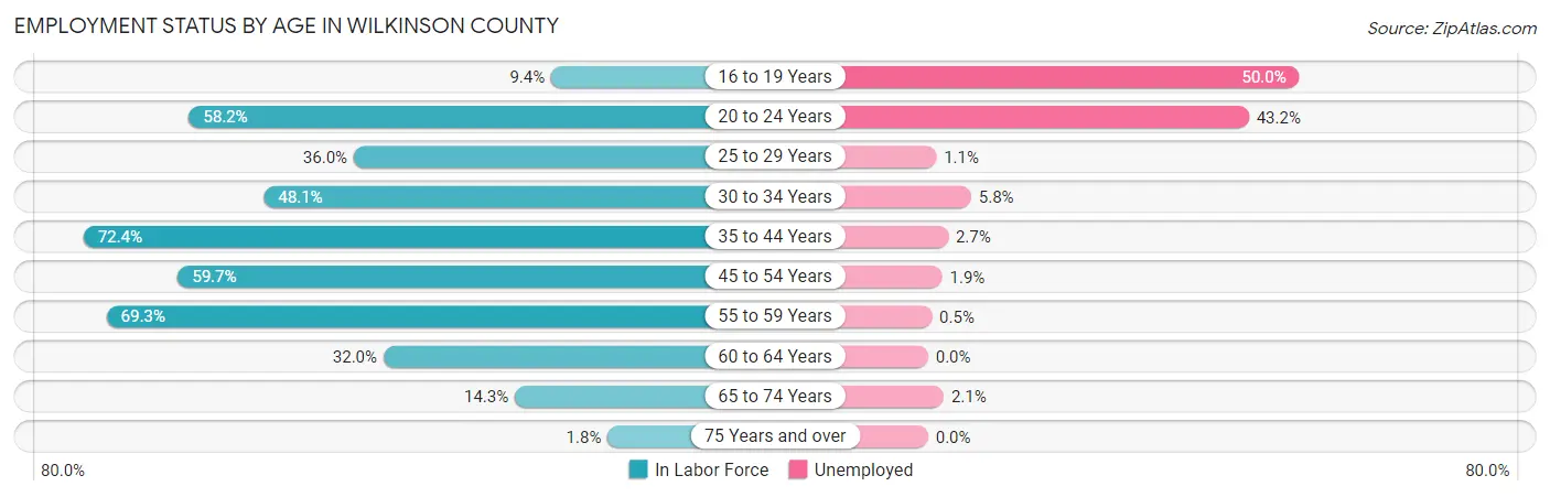Employment Status by Age in Wilkinson County