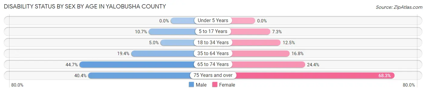 Disability Status by Sex by Age in Yalobusha County