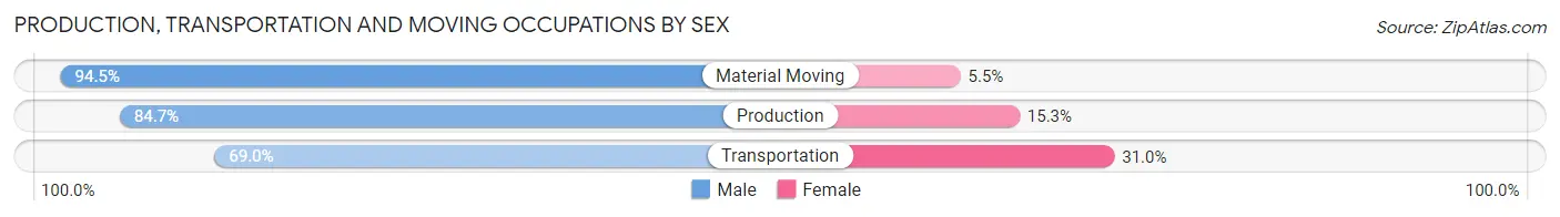 Production, Transportation and Moving Occupations by Sex in Beaverhead County