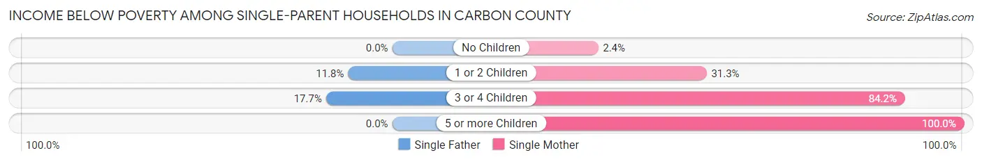 Income Below Poverty Among Single-Parent Households in Carbon County
