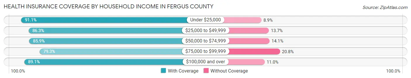 Health Insurance Coverage by Household Income in Fergus County